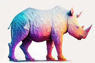 Fototapeta premium 3D furry forest animal with beautiful colors and white background. with Generative AI technology 