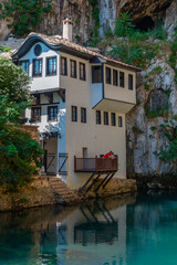 Blagaj Tekke - Historic Sufi monastery built on the cliffs by the water in Bosnia and Herzegovina