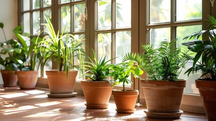 Potted plants bring a touch of nature indoors AI generated illustration