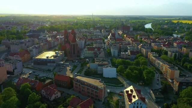 Panorama Of Saint Mikolaj Church Brzeg Kosciol Aerial View Poland