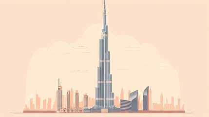 Naklejka premium Soaring Majesty A Vector Celebration of Burj Khalifa's Architecture