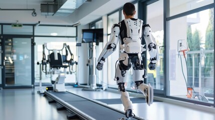 Robotics in rehabilitation therapy   AI generated illustration - obrazy, fototapety, plakaty