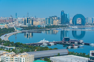 Cityscape of Baku during a sunny day in Azerbaijan
