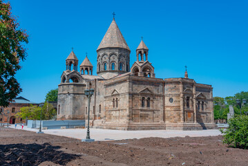 Etchmiadzin Cathedral during a sunny day in Armenia