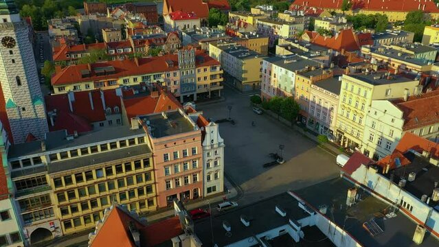 Old Town Market Square Brzeg Ratusz Rynek Aerial View Poland