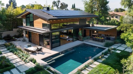 Fototapeta premium Solar panels blending seamlessly with the architectu AI generated illustration