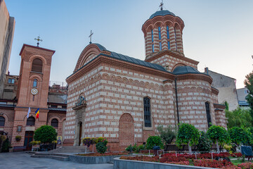 Sunset view of Saint Anthony church in Bucharest, Romania