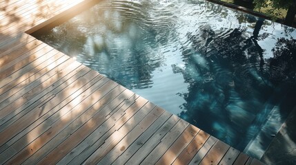 Sunlight shining down on a serene pool area with woo AI generated illustration