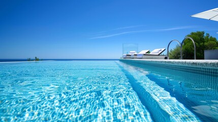 Fototapeta na wymiar Swimming pool oasis with a minimalist aesthetic and AI generated illustration