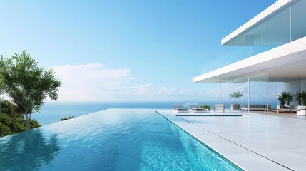 Swimming pool oasis with a minimalist aesthetic and   AI generated illustration