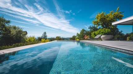 Fototapeta premium Swimming pool oasis with a minimalist aesthetic and AI generated illustration