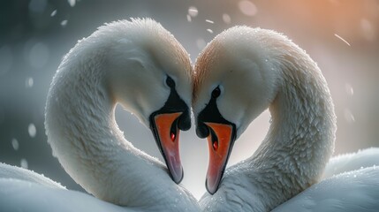 Swan Love Makes Heart concept