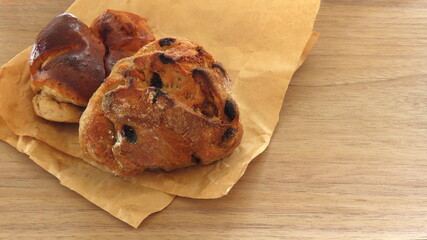Freshly baked rye German bread with figs and walnuts