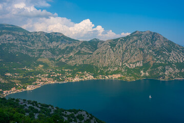 Fototapeta na wymiar Risan town at Boka Kotorska bay in Montenegro