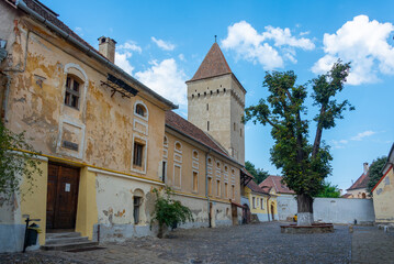 Fototapeta na wymiar Saint Margaret evangelical church in Romanian town Medias