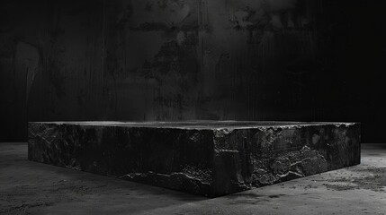 The emptiness of the black stone platform emphasized  AI generated illustration