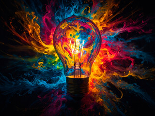 Brilho Criativo: Uma Lâmpada Colorida Iluminando Ideias Inspiradoras
