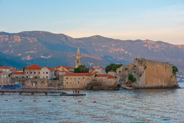 Cityscape of the old town of Budva in Montenegro