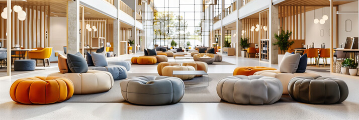 Contemporary Lobby Design with Modern Sofa, Stylish Furniture, and Luxurious Interior, Elegant Space