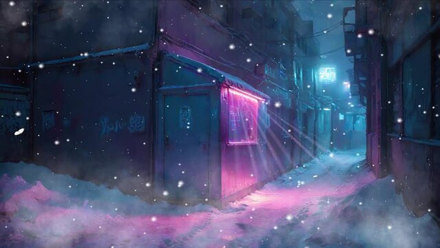 scene with lights in alley city