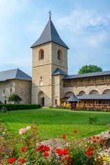 Dragomirna Monastery during a sunny day in Romania