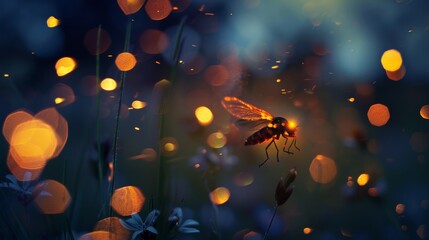 The soft glow of a firefly in the night  AI generated illustration