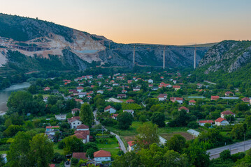Fototapeta premium Sunset view of Pocitelj bridge in Bosnia and Herzegovina