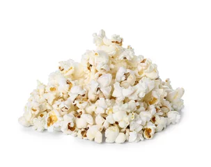 Foto op Plexiglas Heap of tasty popcorn on white background © Pixel-Shot
