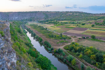 Fototapeta na wymiar Sunset view of Orheiul Vechi National park in Moldova