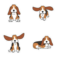 Cute Basset Hound dog Vector Illustration