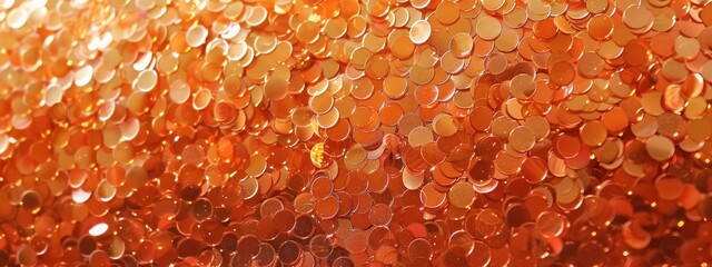 A panel with beautiful little orange sequins - obrazy, fototapety, plakaty