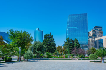 Fototapeta premium Highrise buildings in the center of Baku, Azerbaijan