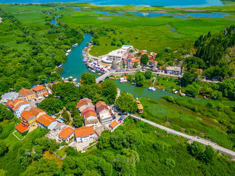 Aerial view of Virpazar village in Montenegro