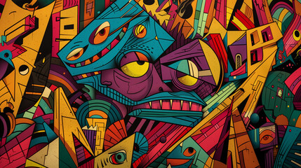 Abstract Urban Chaos Mural