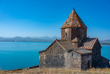 Fototapeta premium Sunny day at Sevanavank church in Armenia
