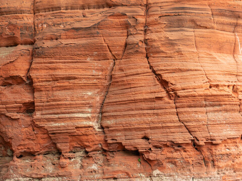 Close-up Texture of Red Sandstone Cliff