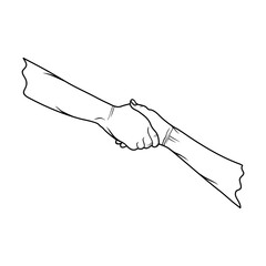 hand gesture helps pull up black and white vector