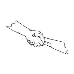 hand gestures pulling up to help each other together we can black and white vector illustration