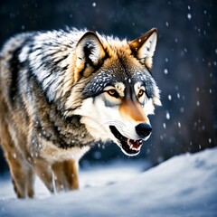 Naklejka na ściany i meble wolf in snow