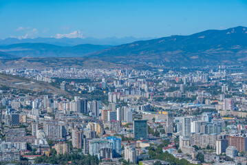 Fototapeta premium Panorama view of commercial center of Tbilisi, Georgia