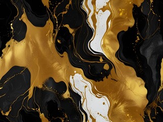 Gold_abstract_black_marble_background_art_paint - obrazy, fototapety, plakaty