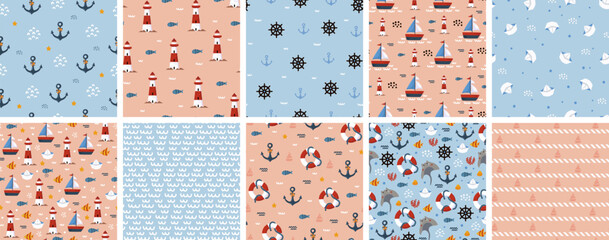Nautical Life Collection – Seamless Pattern