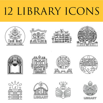set of Library logo icons.