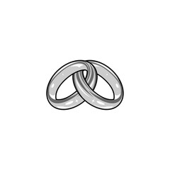 interlocking silver ring pair vector illustration