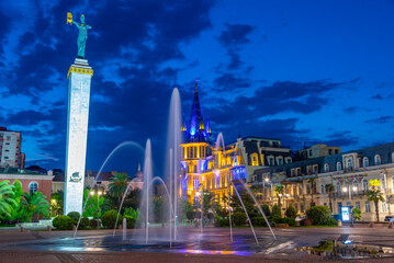 Fototapeta premium Sunrise at Europe square in Batumi, Georgia
