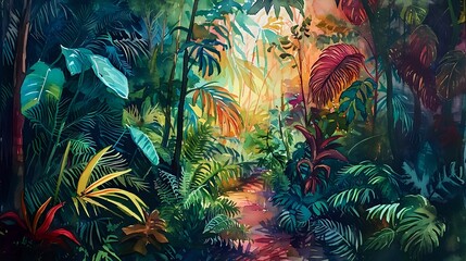 Obraz na płótnie Canvas Vibrant Jungle Expedition./n