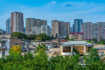 Sunset view of downtown Baku in Azerbaijan