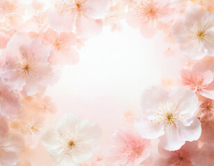 
ふんわり柔らかい雰囲気の満開の桜の花の背景イラスト（AI生成画像）
