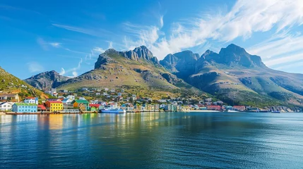 Foto auf Leinwand Hout Bay, Western Cape, South Africa - Coastal Town with Mountain Backdrop © Rabiyah