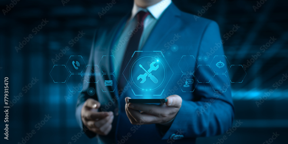 Poster automation software technology process system business concept